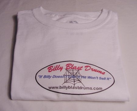 Billy Blast Logo White Tee Shirt Large